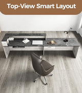 79" L-Shaped Reception Desk with Counter – Modern Front Desk Reception Room Table with Lockable Drawer, Keyboard Tray & Cable Grommet for Office, Salon, Lobby, Checkout (Gray & Black, Left) Anzhap