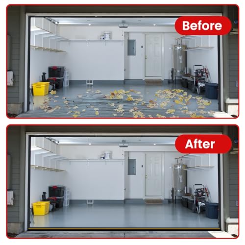 20Ft Universal Garage Door Bottom Threshold Seal Strip with 2 A-dhesives, Weatherproof Rubber DIY Weather Stripping Replacement, Black PETOX