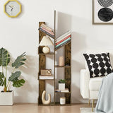 VECELO 8 Shelf Tree Bookcase,Wooden Tree Bookshelf Display with 8 Storage Shelves, Tree-Shaped Shelf Organizer for Books,CDs and Decors in LivingRoom Bedroom Studyroom Home Office,Rustic Brown VECELO