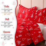JSD Red Christmas Tree Kids Duvet Cover Set Twin Size, 2 Piece Xmas Comforter Cover with Pillow Sham Zipper Closure, Comforter Not Included JSD