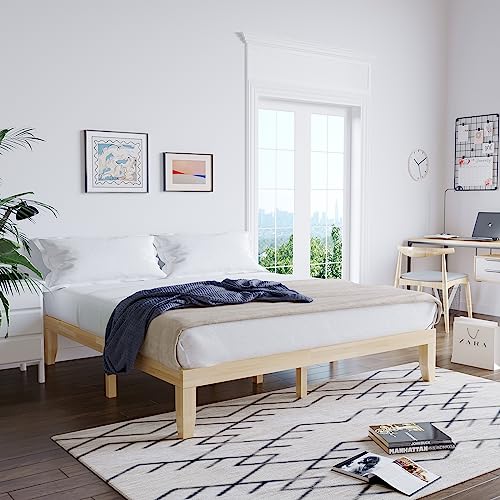 Giantex Solid Rubberwood King Bed Frame with Heavy-Duty Support and Under-Bed Storage - WoodArtSupply