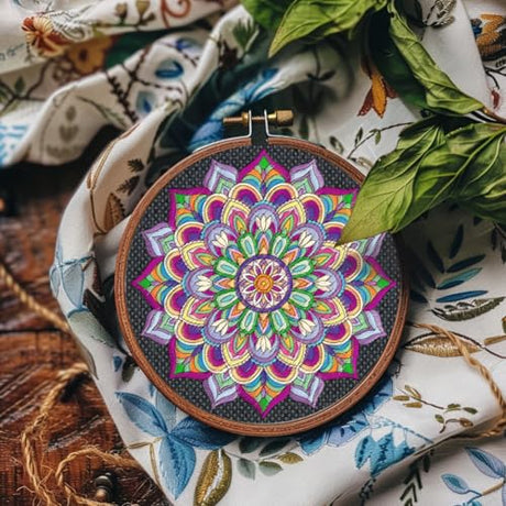 BENECREAT 4 Sheets 12 Pcs Mandala Water Soluble Embroidery Pattern, Stick and Stitch Embroidery Paper Designs, Embroidery Starter Kit for DIY Craft, Sewing Embroidery BENECREAT