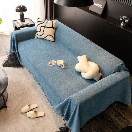 Feyocn 100% Waterproof Sofa Covers for Pets Couch Covers Dogs Cats Sofa SlipCover for Sectional Couches Reclining Armseat Futon Washable Furniture Protector Covers for Living Room(71" x 51", Blue) Feyocn
