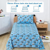 Softan Kids Bed Sheet Set, Boys Twin Size Sheets, Microfiber Kids Fitted Sheet and Pillowcase, Breathable and Silky Soft, 3 Piece Jeep Trucks Printed Twin Bed Sheet Softan