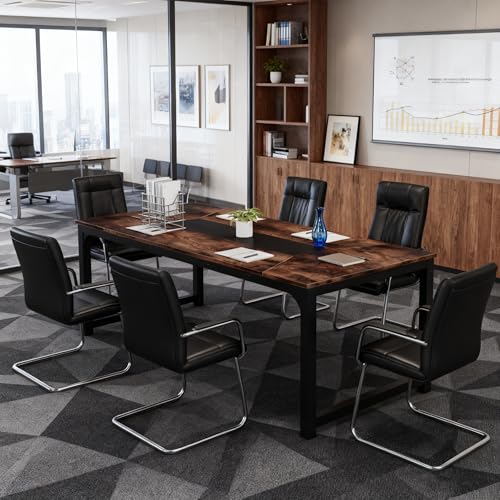 Tribesigns 6.6 ft Rectangular Conference Table, 78.7'' Meeting Table for 6-8 People, Industrial Seminar Training Table for Office Room Boardroom, Rustic Brown Tribesigns