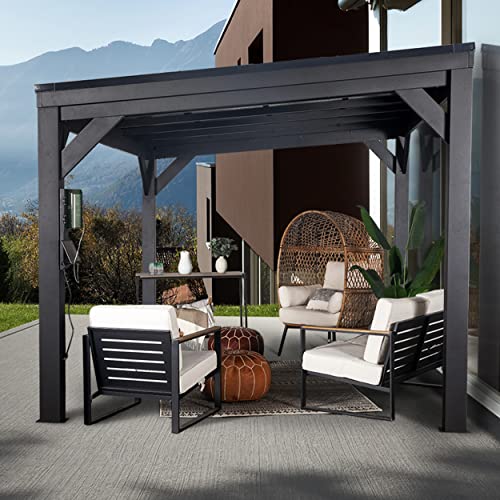 Backyard Discovery Stonebridge 12 ft. x 9 ft. 6 in. All Metal Steel Gazebo Pavilion with Slant Roof, Durable, Supports Snow Loads and Wind Speed, Rot Resistant, Backyard, Deck, Garden, Patio Backyard Discovery