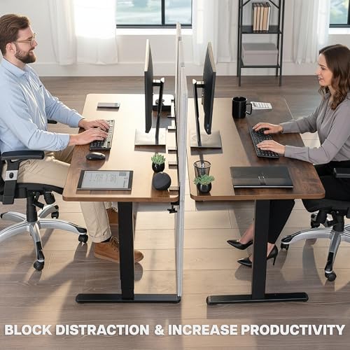 VIVO Clamp-on 59 x 46 inch Desk Privacy Panel, Sound Absorbing Cubicle Dividers, 3 Acoustic Partitions, Above and Below Desktop, Gray, PP-3-C060G VIVO