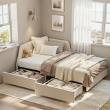 LIKIMIO Premium Twin Corner Day Bed Frame, Modern Upholstered Daybed with Headboard & Storage Drawers & Safety Rail, Perfect for Teen Room/Small Space/Apartment Essential LIKIMIO