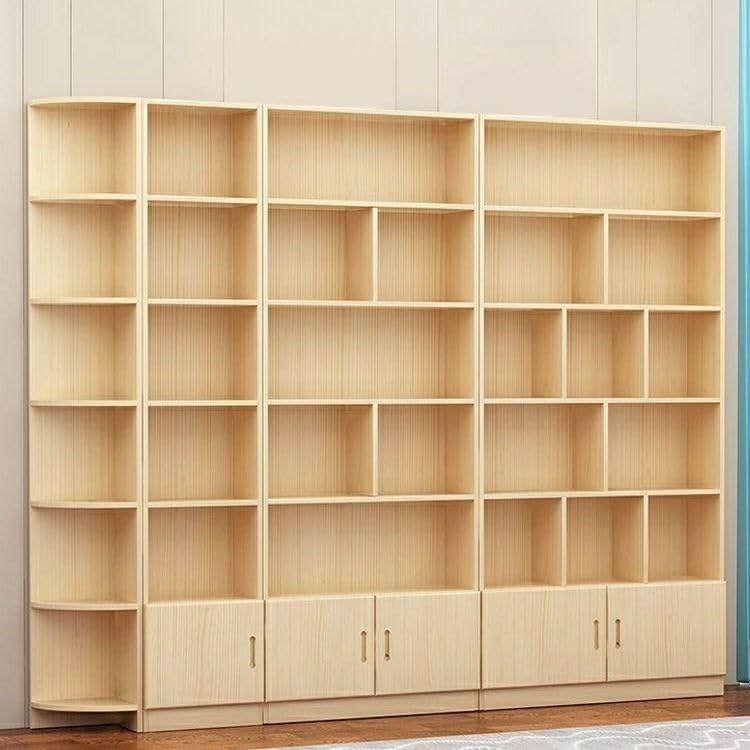 Versatile Modern Natural Wood Bookcase by CraftThink - 47" L x 12" W x 84" H with Closed Back for Stylish Compact Storage - WoodArtSupply