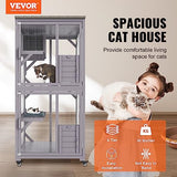 VEVOR 3-Tier Cat Playpen Catio with Wheels, Resting Box, Waterproof Roof, Windows & Doors, Removable Tray VEVOR