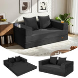 COMAX Futon Sofa Bed, 4‑in‑1 Convertible Sofa Bed, Folding Boneless Couches for Living Room, Fold Out Small Foldable Loveseat Floor Sleeper Comfy Mattress Lounge Space‑Saving, Black COMAX