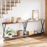 IDEALHOUSE Small Entryway Table, Narrow Hallway Table, 2-Tier Industrial Display Table with Shelves, Couch Table Behind Sofa, Foyer Tables for Entryway, Foyer, Living Room, Bed Room (Brown) IDEALHOUSE