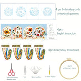 Zhenqing Bees & Flowers Embroidery Kit 11.4x11.4cm - 4-Piece Complete Cross Stitch Set with Pre-Printed Fabric, Threads, Hoop, Needles & Instructions | DIY Craft for Adults, Beginners-Friendly (C0046)