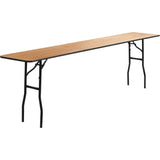 Flash Furniture Gael 8' Wood Folding Training and Event Table, Rectangular Folding Training Table with Smooth Clear Coated Finished Top, Natural Flash Furniture