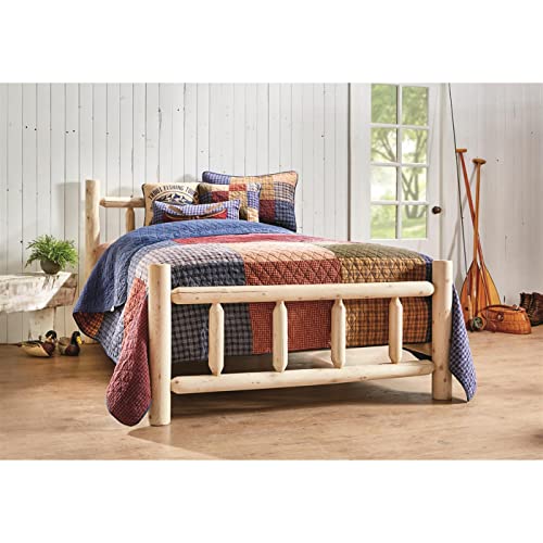 CASTLECREEK Rustic Cedar Log Twin Bed Frame with Headboard - WoodArtSupply