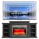 Naice 80" Electric Fireplace with Mantel, Fireplace TV Stand for TVs Up to 90", Modern Entertainment Center, Realistic Stacked Stone Surround 30" 3D Realistic Flame Heater Ideal for Living Room,Black Naice