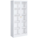 IRONMIX Metal Bookshelf with Doors and Adjustable Shelves, 70.87" H Tall Bookcase, 5-Tier Curio Cabinet for Collectibles, White Storage Cabinet for Home Office Living Room IRONMIX