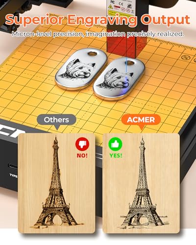 ACMER S1 Laser Engraver for Beginners, 6000mW Lazer Engraving Machine with 130x130mm Working Area, Laser Cutter for Wood, Acrylic, Leather, DIY Crafts & Small Business ACMER
