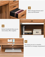 Catrimown Computer Desk with Drawers and Hutch, 44” Rustic Oak Wood Desk with 4 Drawers for Home Office Secretary Writing Table, Small Desk with File Drawer for Small Places, Rustic Oak Catrimown