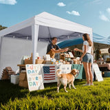 Driftalia 10x10 Pop Up Canopy with Sidewalls, Outdoor Instant Canopy Tent with Carry Bag for Commercial Events, Camping, Backyard Parties - White Driftalia
