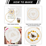 Lukinbox Embroidery Kit for Beginners Adults, 3 Sets Cross Stitch Starter Kits Include 3 Stamped Embroidery Clothes with Floral and Bee Pattern, 1 Embroidery Hoop, Threads, Needles and Instructions