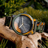 BOBO BIRD Men Wooden Watch Fashion Quartz Analog Wristwatch Colorful Handmade Wooden Watches for Men (Green-Wood) BOBO BIRD