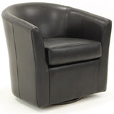 Pemberly Row Traditional 19" H Faux Leather Swivel Club Chair in Black Pemberly Row