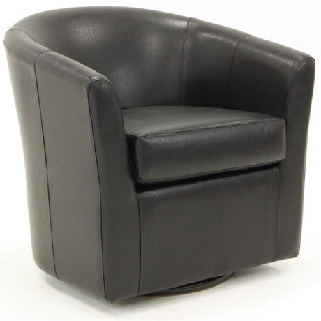 Pemberly Row Traditional 19" H Faux Leather Swivel Club Chair in Black Pemberly Row