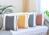 Oveesha Cotton Woven Designer Throw Pillow Cover (Color: Navy Blue/Cream White, 20 x 20 inches) Single Piece/Square Geometric Cushion Cover Oveesha