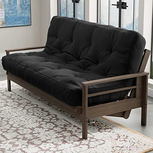 Loosh Home | 10" Queen Size Futon Sofa Bed Memory Foam Mattress - USA Made, Black, Frame Not Included Loosh