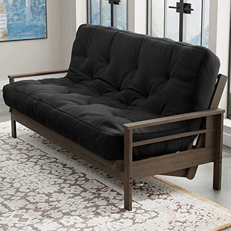 Loosh Home | 10" Queen Size Futon Sofa Bed Memory Foam Mattress - USA Made, Black, Frame Not Included Loosh