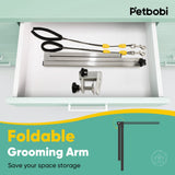 Petbobi Dog Grooming Arm with Clamp and Dual No Sit Haunch Holders, Height Adjustable 18 to 32 inches, Strong Stainless Steel Foldable Pet Grooming Table Arm Overhead for Small Pets Petbobi