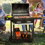 Royal Gourmet CD1824ET 24-Inch Movable Charcoal Grill with Foldable Side Tables, Outdoor BBQ Grill with 470 Sq. In. Cooking Area for Outdoor Picnic and Camping Grilling, Black Royal Gourmet