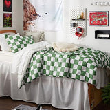 Bedsure Twin/Twin XL Comforter Set - Twin Extra Long Comforter Set, Checkered Dorm Bedding for Boys, 2 Pieces, 1 Soft Green Comforter and 1 Pillow Sham Bedsure