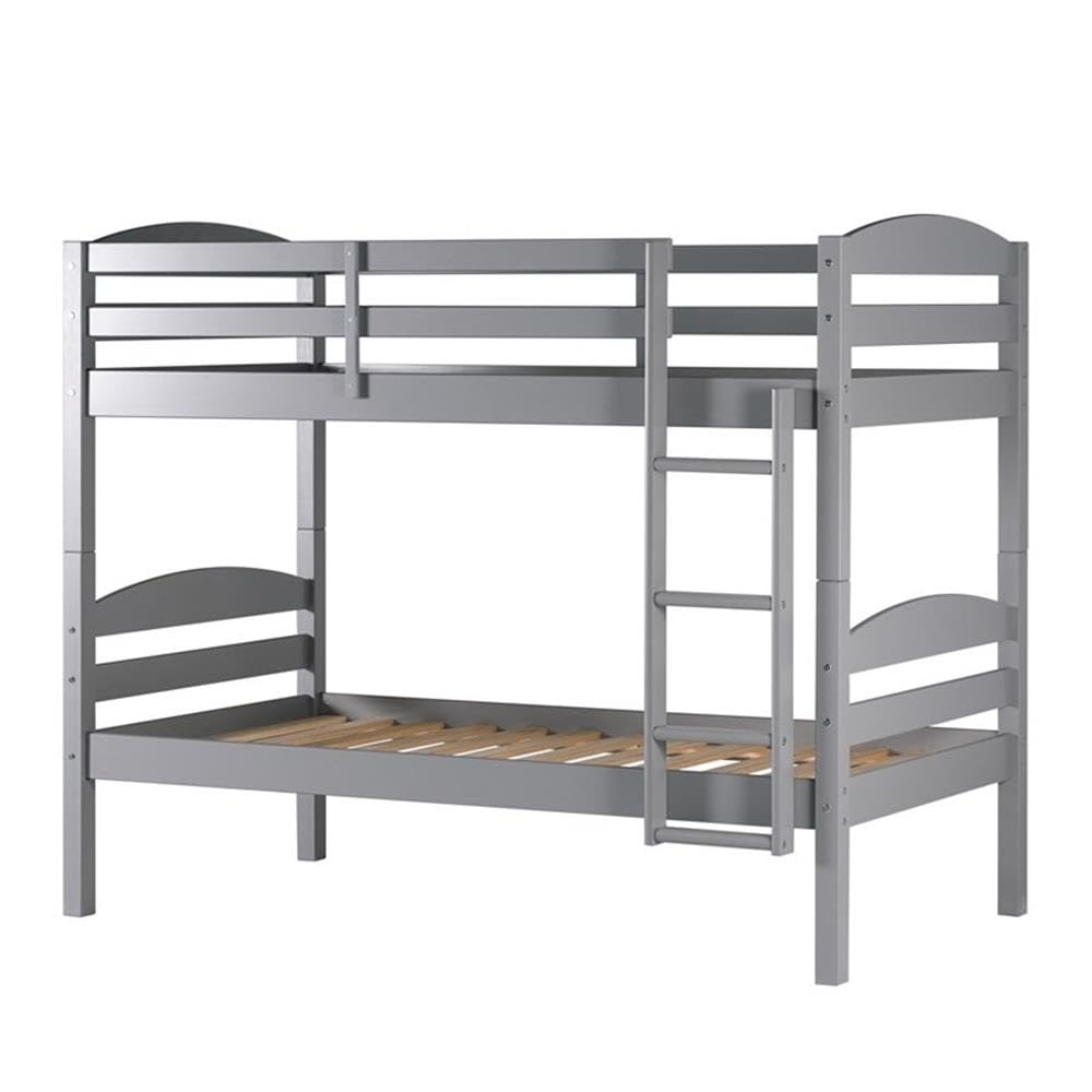 Walker Edison Della Grey Twin-Over-Twin Bunk Bed Frame - WoodArtSupply