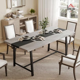 HOMCOM Industrial Dining Table for 8 People, 70.9" Long Rectangular Kitchen Table with Large Tabletop and Steel Legs for Dining Room, Distressed Gray HOMCOM