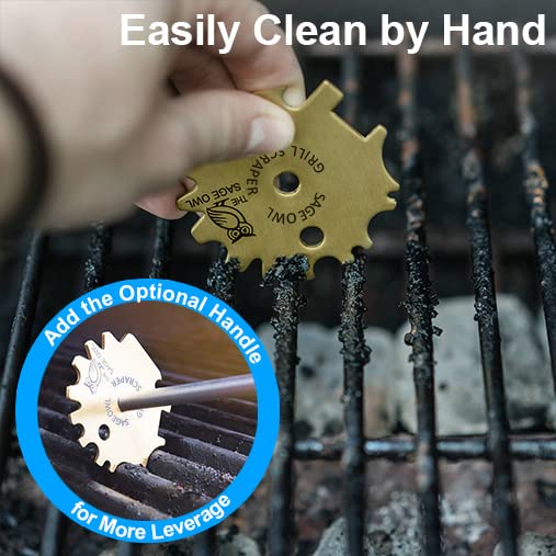 Sage Owl Bristle-Free Brass BBQ Grill Scraper – Safe Grill Cleaner for Outdoor, Porcelain, and Smoker Grills – Kitchen Gadgets, Barbecue Grilling Tools - Unique Gifts for Men Who Have Everything The Sage Owl