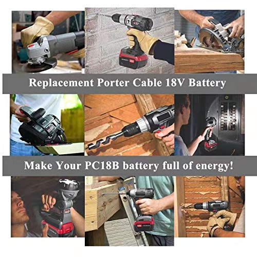 2Packs 18V Lithium Battery and PCXMVC Charger for Porter Cable 18V Battery,Cell9102 Replacement Porter Cable PC18BL PC18BLEX PC18B PC18B-2 18-Volt Cordless Tools Batteries CELL9102