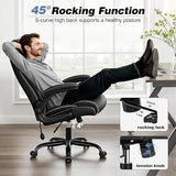 BESTFAIR Ergonomic Office Chair - Desk Computer Chair, Leather High Back Executive Chairs with Adjustable Lumbar Support & Flip Up Arms, Rocking, Black BESTFAIR