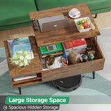 PayLessHere Lift Top Coffee Table with Adjustable Storage and Hidden Compartment Small Wood Coffee Table Center Table for Home Living Room Office Apartment Reception Room,Brown PayLessHere