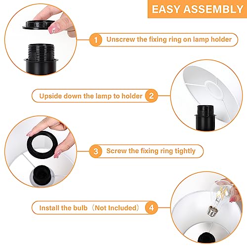 Small Beside Table Lamp, Wood Tripod Table Lamp with White Fabric Shade, Cute Boho Nightstand Lamp, Minimalist Desk Lamp for Bedroom Living Room Nursery Kids Room Office Dorm, Bulb Not Included Brightever