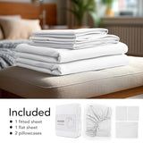 Deconovo Queen Sheet Set–4Piece Brushed Microfiber Bedding with Deep 16 inch Pocket,Soft & Long-Lasting Sheets,All‑Around Elastic Fitted,Machine Washable–1 Flat,1 Fitted,2 Pillowcases,White Deconovo