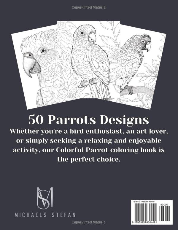 Large Print Colorful Parrots Coloring Book: Wonderful Collection of Beautiful Parrots to Color Macaws, Cockatoos, Toucans, Parakeets - Perfect Gift Gor Children Majosta