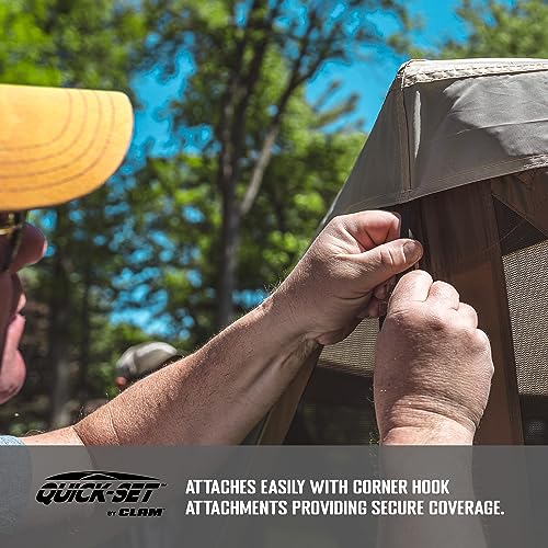 CLAM Quick-Set Outdoor Portable Escape Sky/Sky Camper Screened Gazebo Canopy Tent Rain Fly Tarp with Carry Bag, Cover Only, Tan CLAM