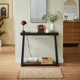 BOYUANH Narrow Small Entryway Console Table with Charging Station, Outlets&Ports, 36 Inch Thin High Tall Sofa Table for Entry Hallway, Living Room, Foyer, Behind Couch, Thick Metal Frame, Black BOYUANH