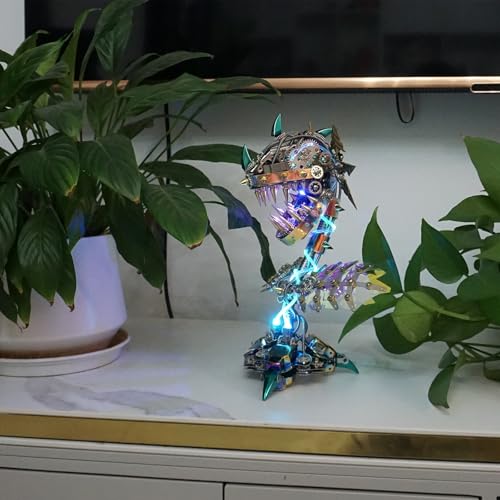 Metalkitor 3D Metal Puzzles for Adults, Chom-per Metal Building Kit Can-nibal Flower Plant Mechanical Assembly Model, Jigsaw Crafts Brain Teaser, Desk Decor, Gifts for Halloween (770+ PCS)