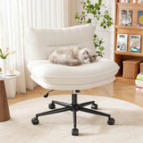 DurayLoly Criss Cross Chair with Wheels, 7" Extra Thick Ergonomic Cross Legged Office Chair, Height Adjustable Swivel Design for Home Office, Study & Vanity,White DurayLoly