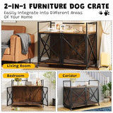 41'' Heavy Duty Dog Crate Furniture with Lockable Wheels, Decorative Wooden Dog Cage End Table, Double Door Indoor Pet Kennel with Cushion for Small, Medium & Large Dogs Up to 100 Lbs GAOMON