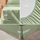 Laojin Balhen Full Comforter Set 8 Pieces, Seersucker Bed in a Bag Full, Sage Green Comforter with Sheets, Comforters Full Size Bedding Sets with Comforter, Sheets, Pillowcase & Sham and Bed Skirt Laojin Balhen