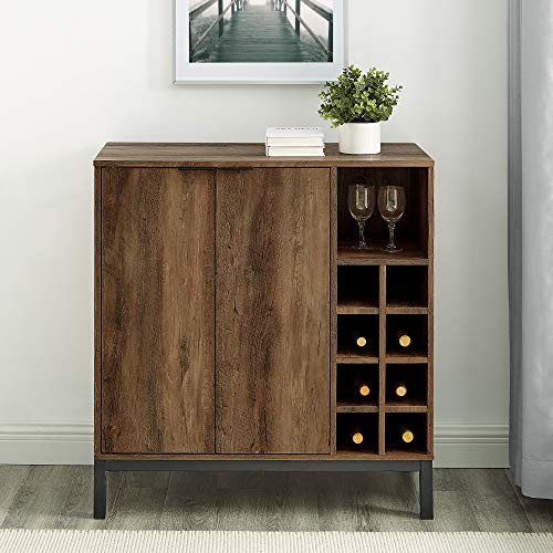 Walker Edison Industrial Modern Farmhouse Wood Buffet Sideboard-Living Room Entryway Serving Storage Cabinet Doors-Dining Room Console, 34 Inch, Rustic Oak - WoodArtSupply